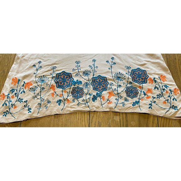 UMGEE Embroidered Floral Top Size Medium Beige/Tan Peasant Boho Festival Cottage - Picture 7 of 9